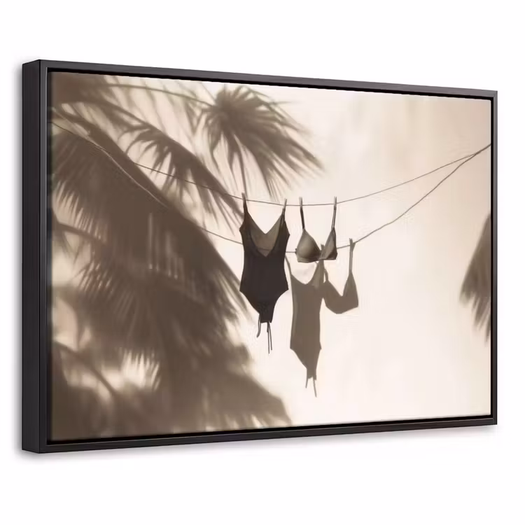Canvas met lijst - Badkleding - Palmbomen - Schaduw - Tropisch — 1