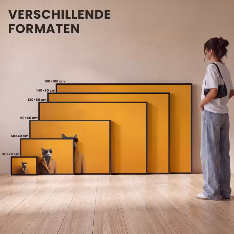 Canvas met lijst - Coltrui - Geel - Zonnebril - Kat — 7