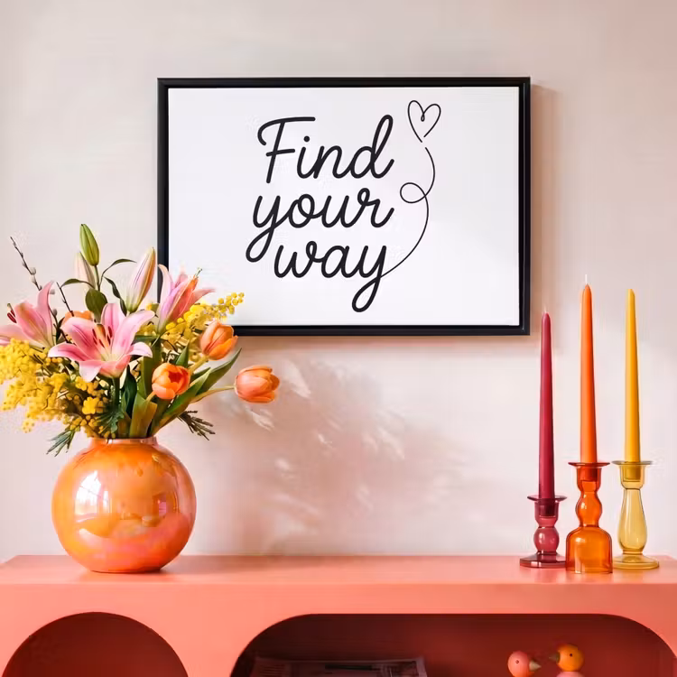 Canvas met lijst - Find your way - Zwart - Hartje - Quote — 4