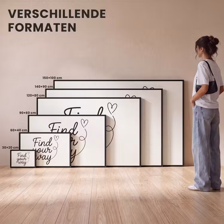 Canvas met lijst - Find your way - Zwart - Hartje - Quote — 7