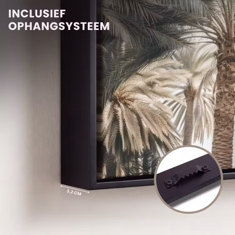 Canvas met lijst - Gebouw - Palmbomen - Beige - Zon — 3