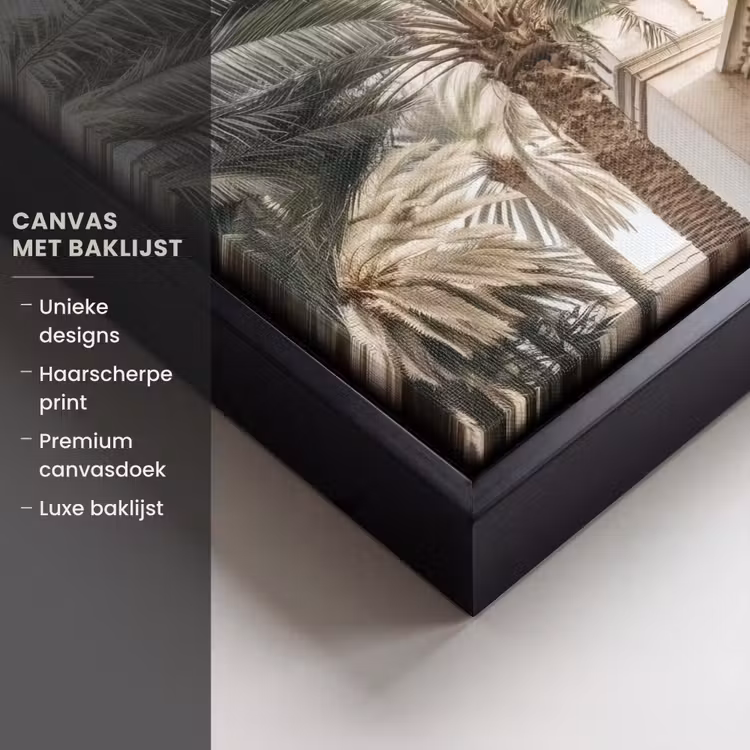 Canvas met lijst - Gebouw - Palmbomen - Beige - Zon — 5