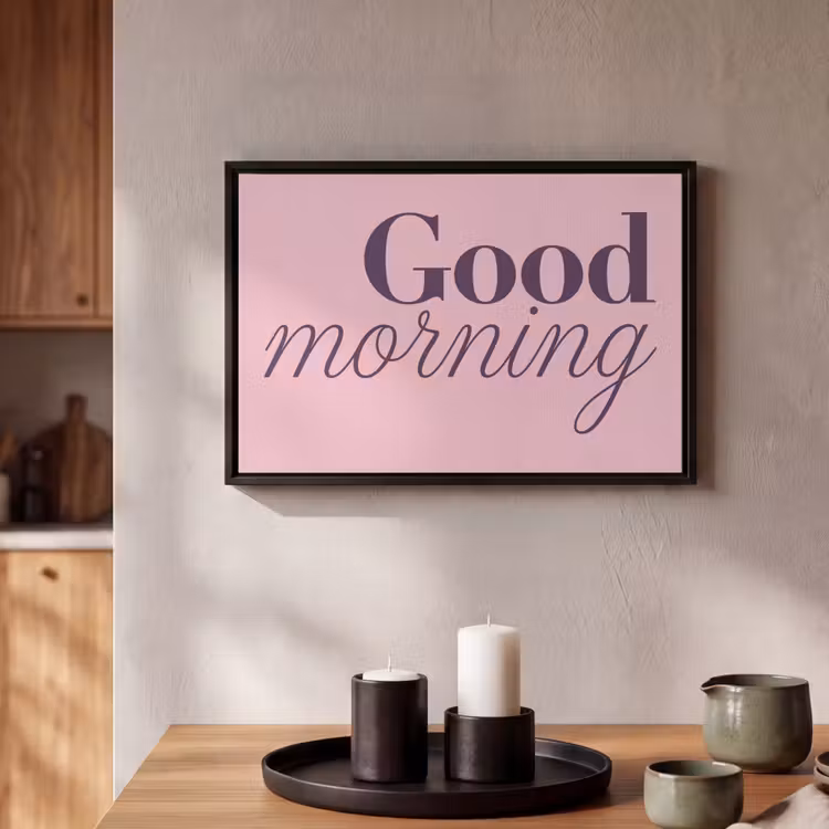 Canvas met lijst - Good morning - Lichtroze - Qoute — 2