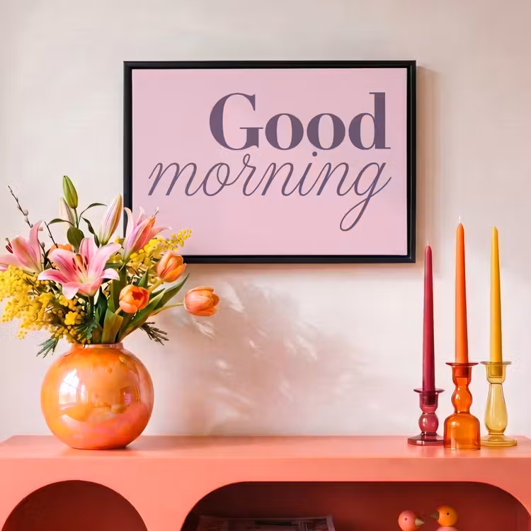Canvas met lijst - Good morning - Lichtroze - Qoute — 4