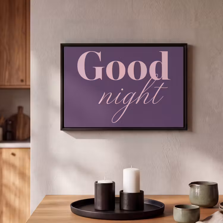 Canvas met lijst - Good night - Paars - Quote — 2