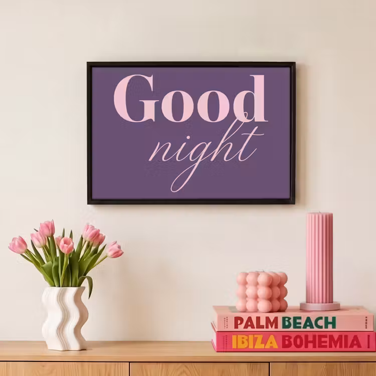 Canvas met lijst - Good night - Paars - Quote — 8