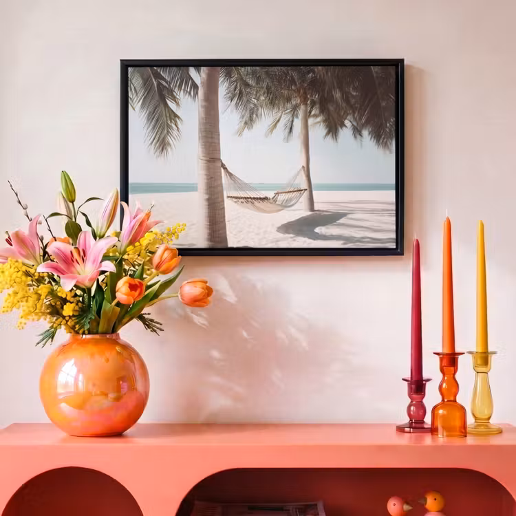 Canvas met lijst - Hangmat - Palmbomen - Strand - Zee — 4
