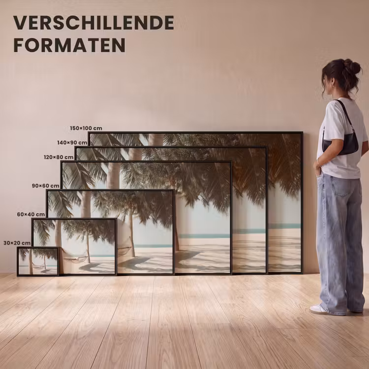 Canvas met lijst - Hangmat - Palmbomen - Strand - Zee — 7
