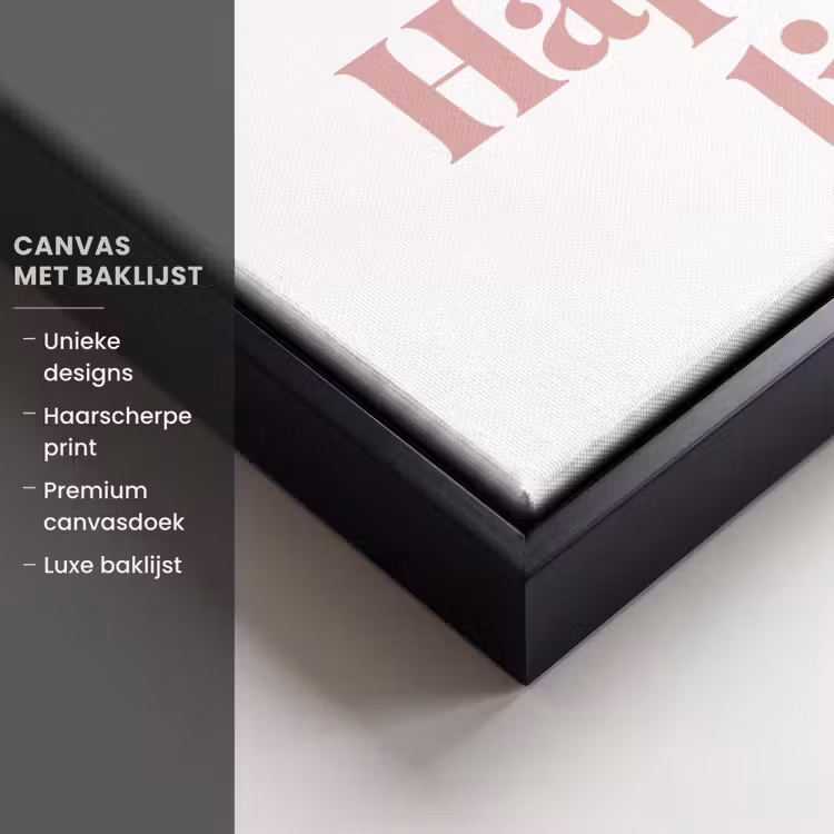Canvas met lijst - Happy - Minimalistisch - Quote - Roze — 5