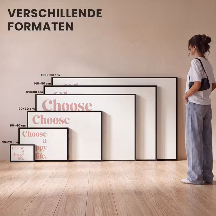 Canvas met lijst - Happy - Minimalistisch - Quote - Roze — 7