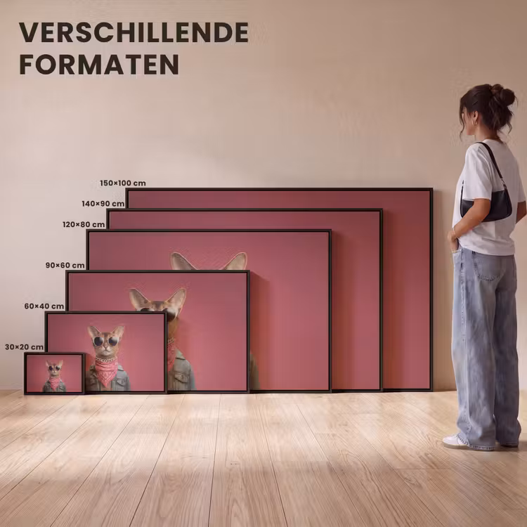 Canvas met lijst - Kat - Bandana - Spijkerjas - Roze — 7