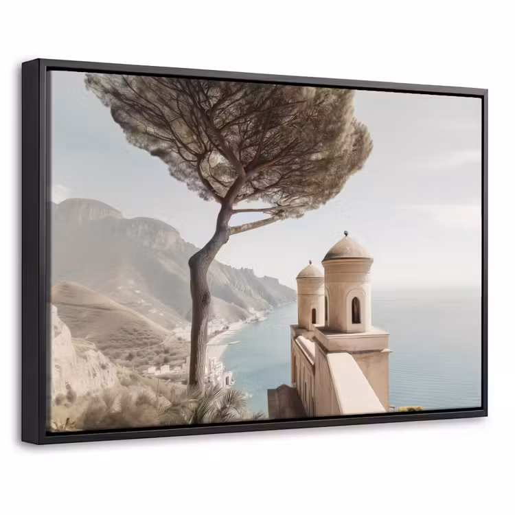 Canvas met lijst - Kust - Klif - Boom - Gebouw — 1