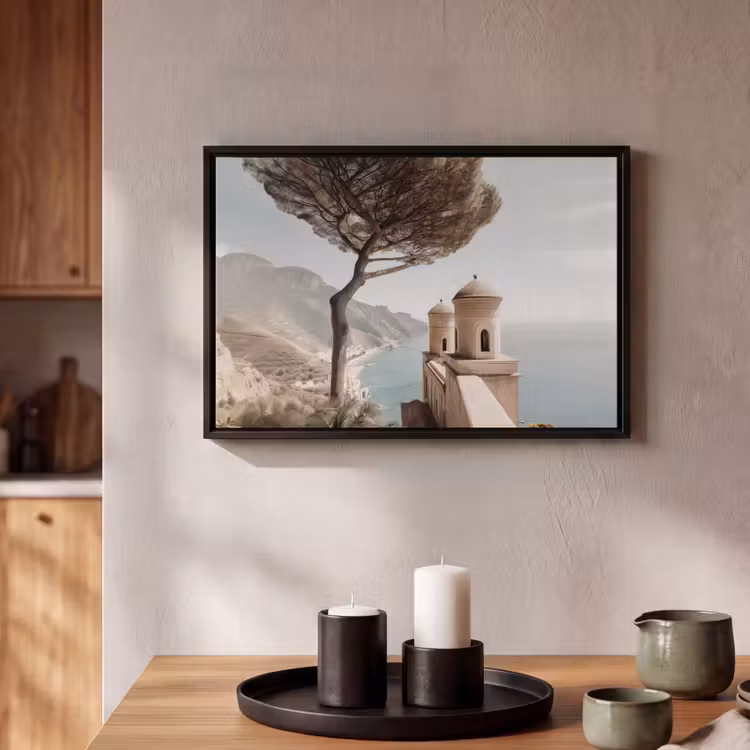 Canvas met lijst - Kust - Klif - Boom - Gebouw — 2