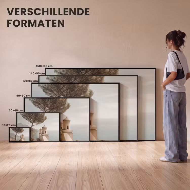 Canvas met lijst - Kust - Klif - Boom - Gebouw — 7