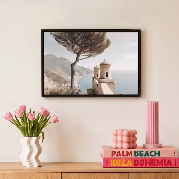 Canvas met lijst - Kust - Klif - Boom - Gebouw — 8