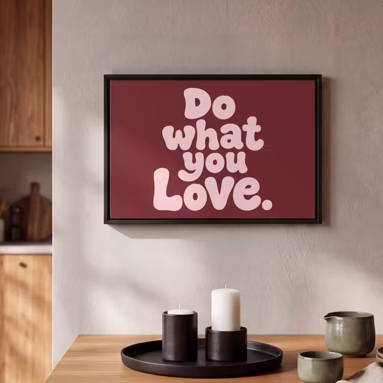 Canvas met lijst - Love - Donkerrood - Quote — 2