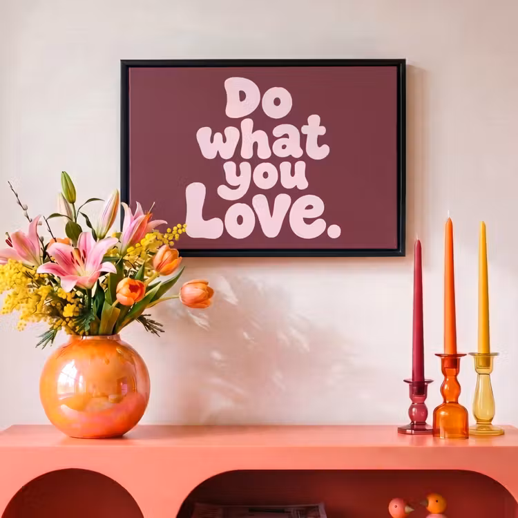 Canvas met lijst - Love - Donkerrood - Quote — 4