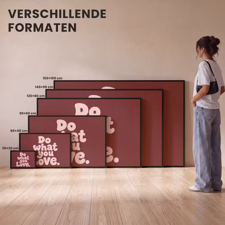 Canvas met lijst - Love - Donkerrood - Quote — 7