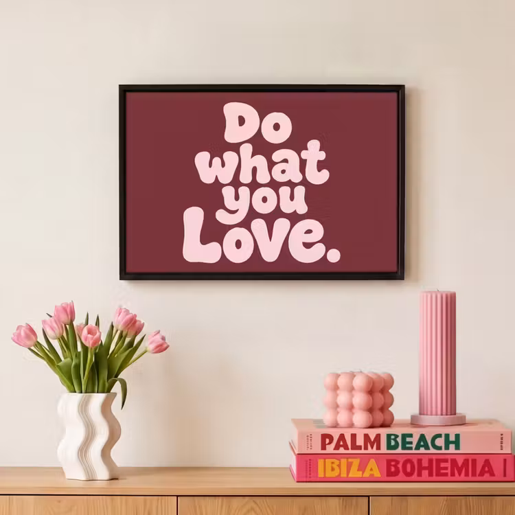 Canvas met lijst - Love - Donkerrood - Quote — 8
