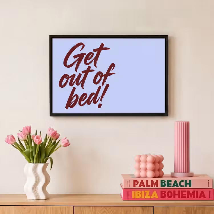 Canvas met lijst - Paars - Quote - Get out of bed — 8