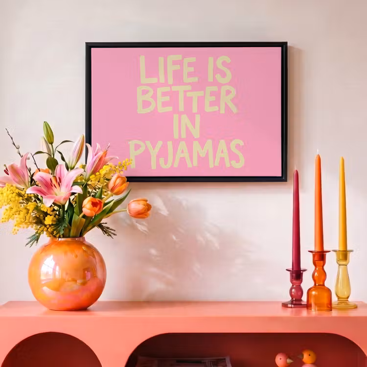 Canvas met lijst - Pyjamas - Lichtroze - Quote — 4