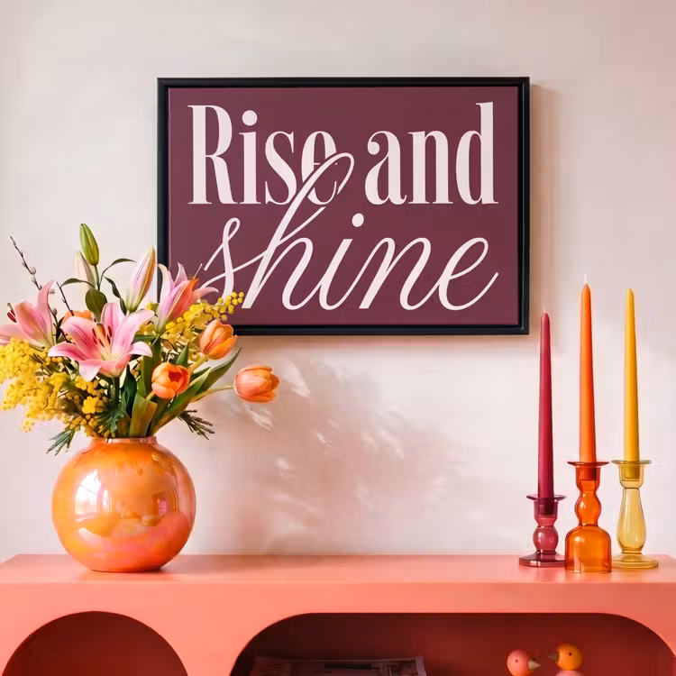 Canvas met lijst - Quote - Rise and shine - Bordeaux — 4