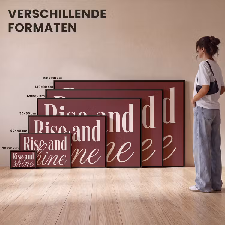 Canvas met lijst - Quote - Rise and shine - Bordeaux — 7