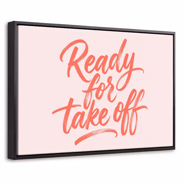 Canvas met lijst - Ready for take off - Vliegtuig - Quote - Rood — 1