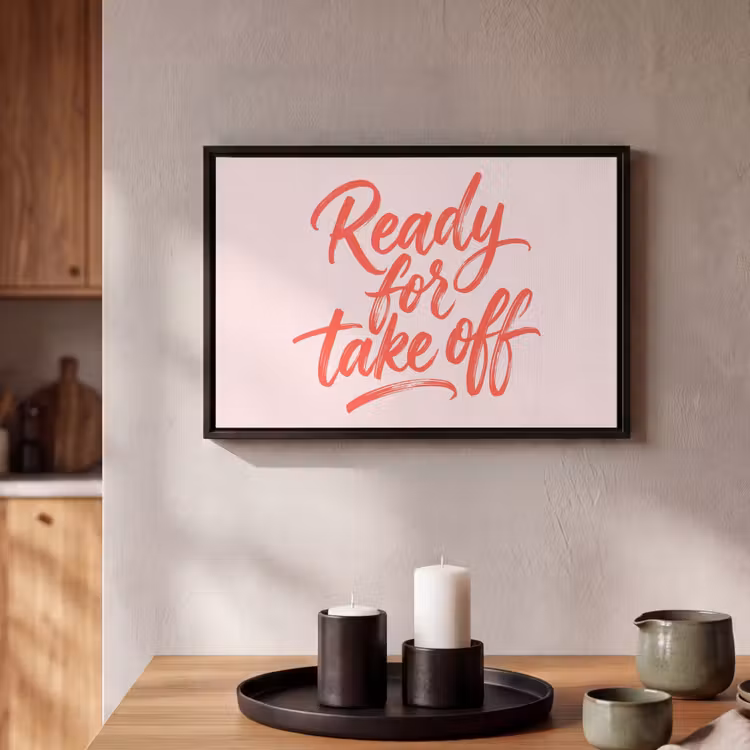 Canvas met lijst - Ready for take off - Vliegtuig - Quote - Rood — 2
