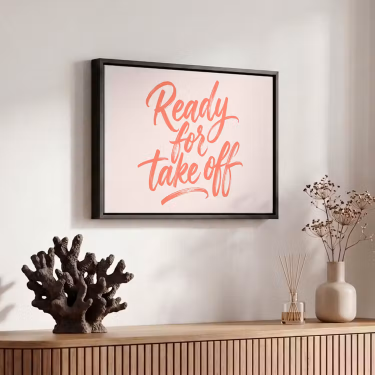 Canvas met lijst - Ready for take off - Vliegtuig - Quote - Rood — 6
