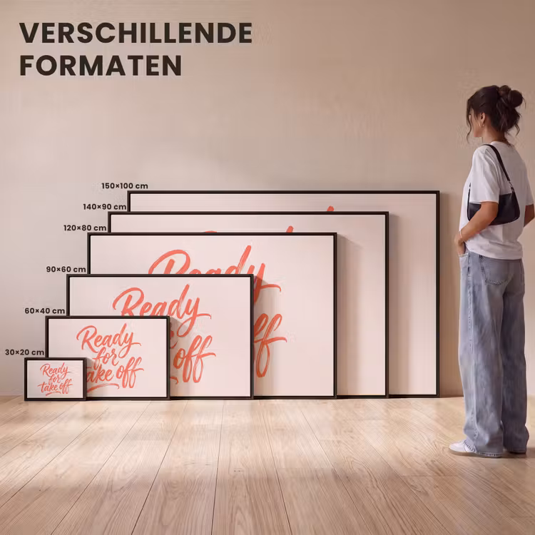 Canvas met lijst - Ready for take off - Vliegtuig - Quote - Rood — 7