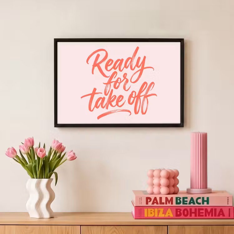 Canvas met lijst - Ready for take off - Vliegtuig - Quote - Rood — 8