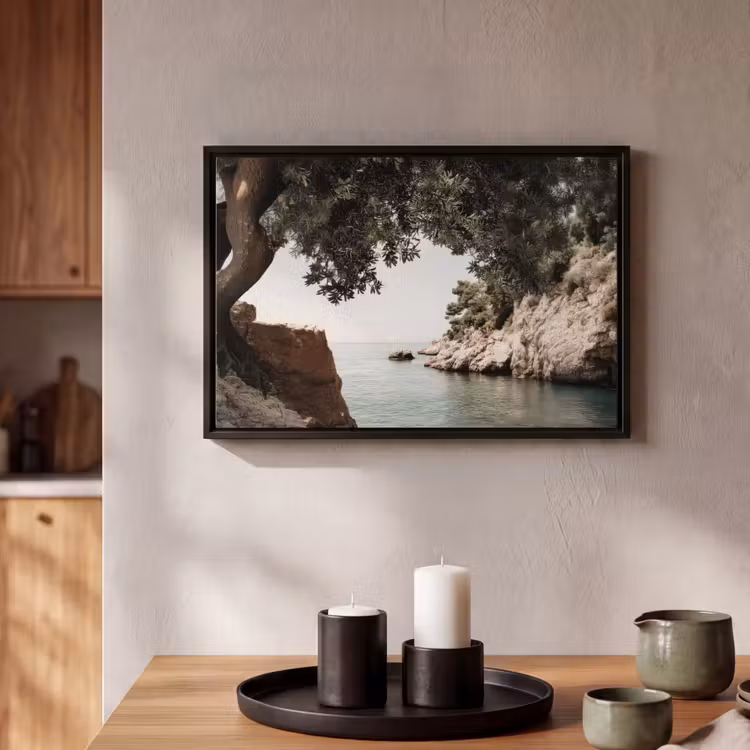 Canvas met lijst - Rotsen - Zee - Boom - Groen — 2