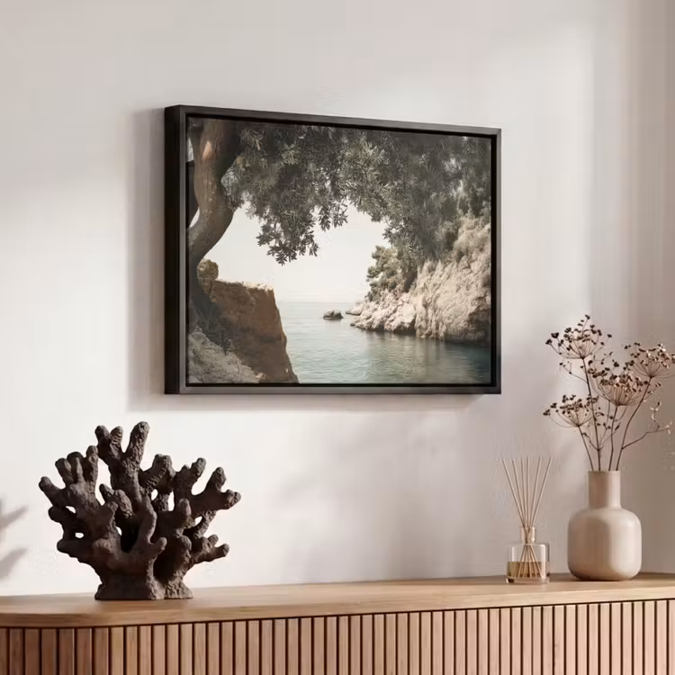 Canvas met lijst - Rotsen - Zee - Boom - Groen — 6
