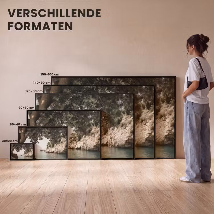 Canvas met lijst - Rotsen - Zee - Boom - Groen — 7