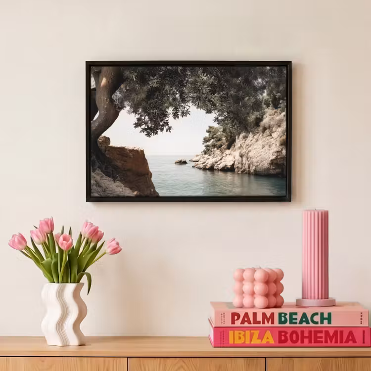 Canvas met lijst - Rotsen - Zee - Boom - Groen — 8
