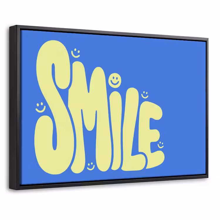Canvas met lijst - Tekst - Smiley - Blauw — 1