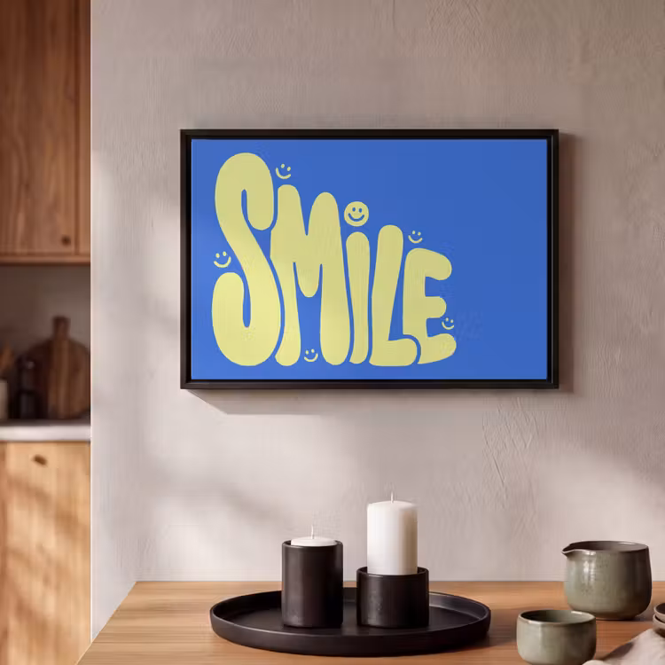 Canvas met lijst - Tekst - Smiley - Blauw — 2