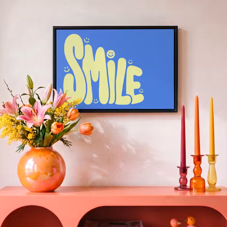 Canvas met lijst - Tekst - Smiley - Blauw — 4