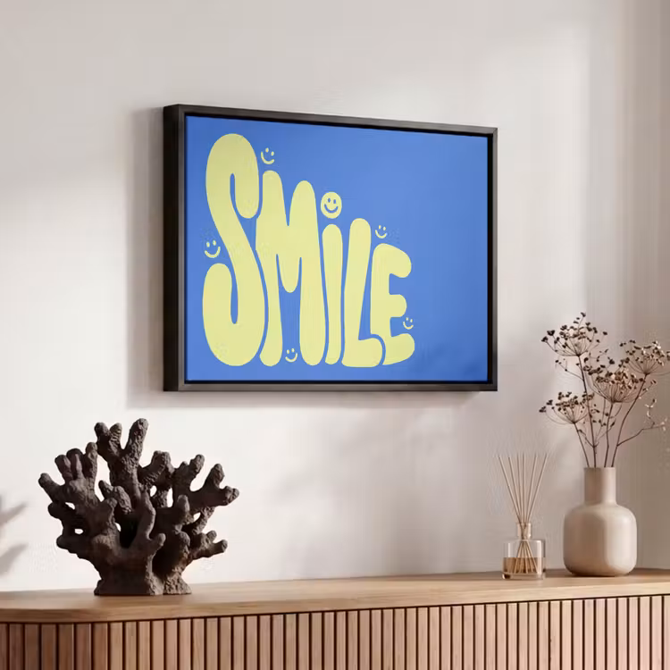 Canvas met lijst - Tekst - Smiley - Blauw — 6