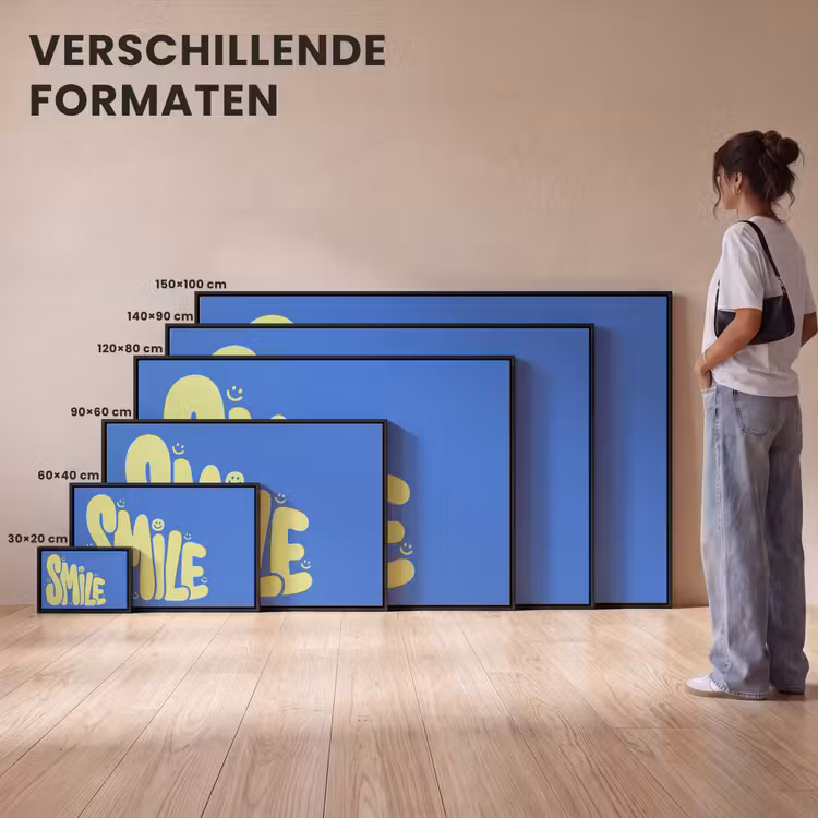 Canvas met lijst - Tekst - Smiley - Blauw — 7