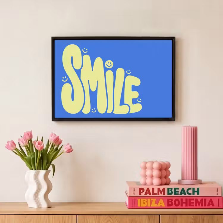 Canvas met lijst - Tekst - Smiley - Blauw — 8