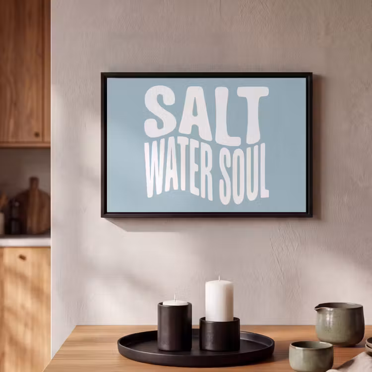 Canvas met lijst - Water - Salt - Blauw - Quote — 2