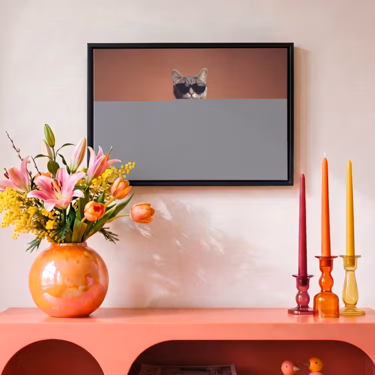 Canvas met lijst - Zonnebril - Kat - Pak - Zwart — 4