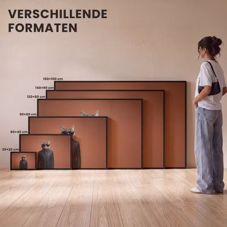 Canvas met lijst - Zonnebril - Kat - Pak - Zwart — 7