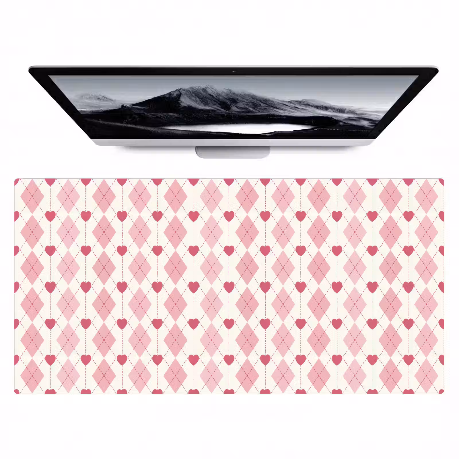 Bureau onderlegger - Ruiten - Klassiek - Roze - Wit — 1