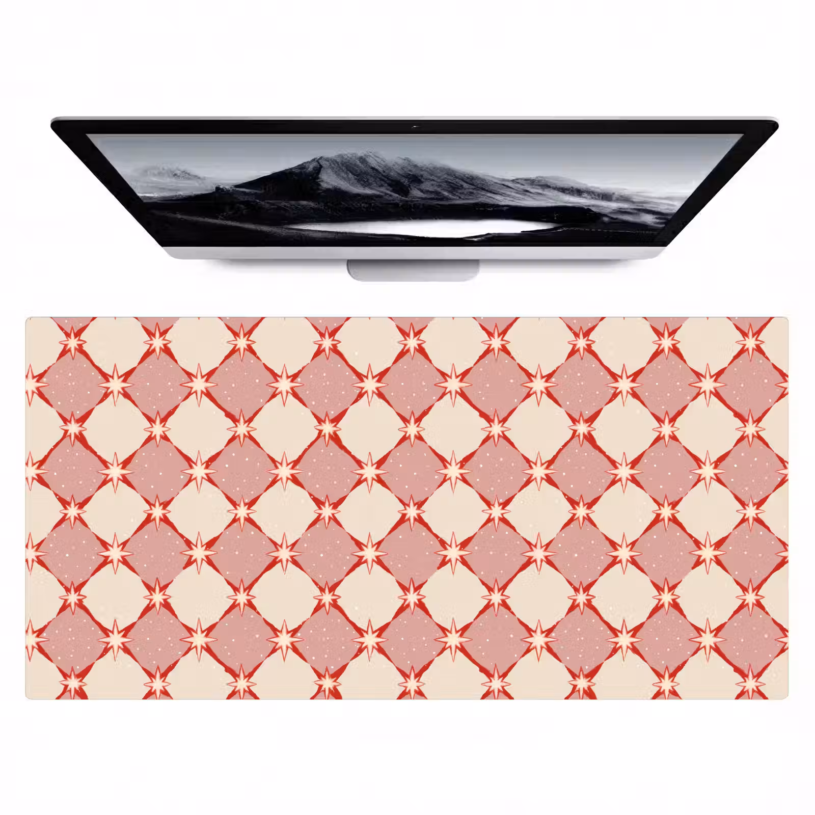 Bureau onderlegger - Ruiten - Sterren - Vintage - Oudroze - Rood — 1