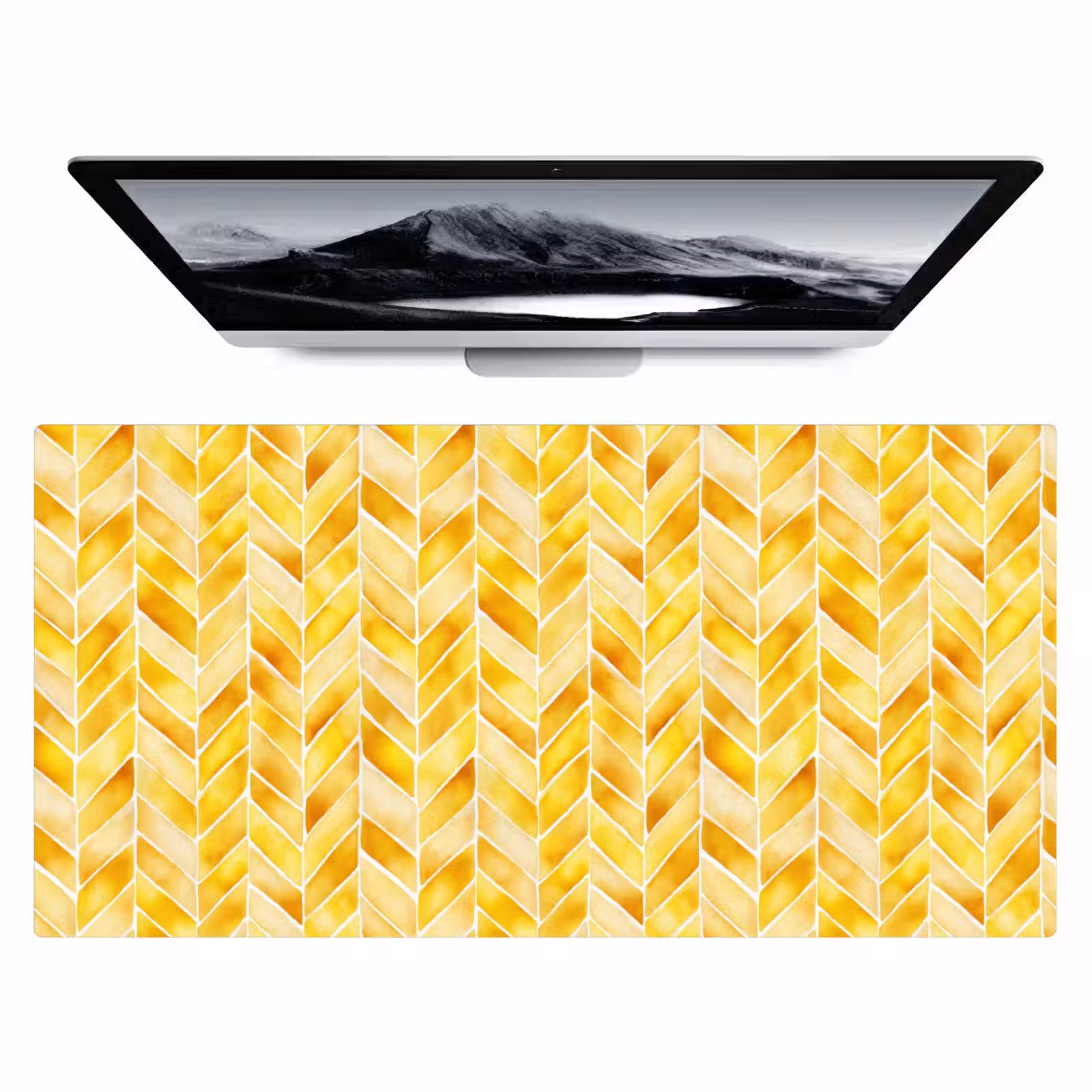 Bureau onderlegger - Visgraat - Aquarel - Patronen - Goudgeel — 1