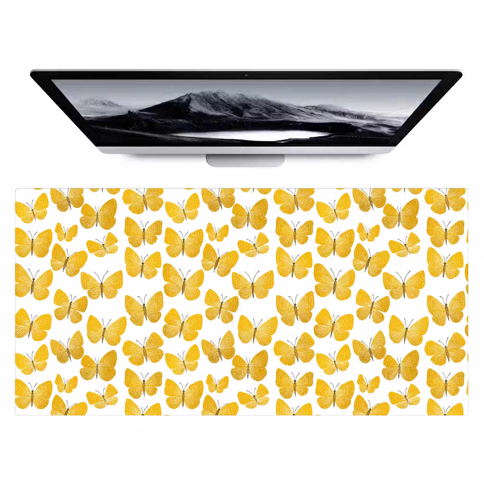 Bureau onderlegger - Vlinders - Botanisch - Illustratie - Geel - Wit — 1