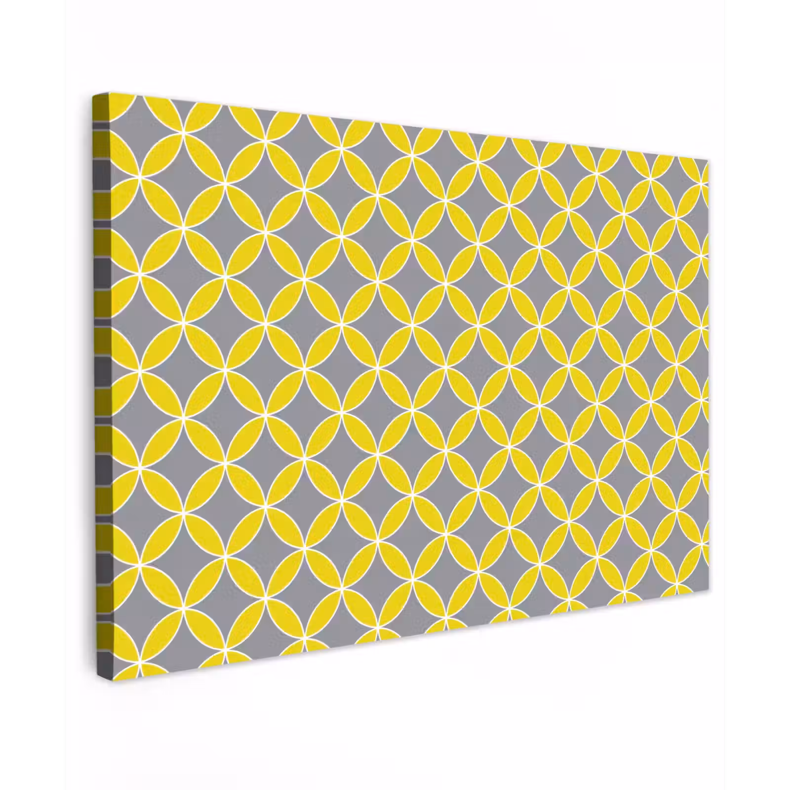 Canvas schilderij - Geometrisch - Cirkels - Modern - Grijs - Geel — 1